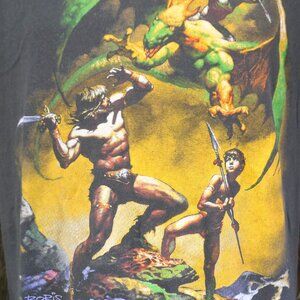 80's Vintage 1985 BORIS VALLEJO Conan The Barbarian T Shirt L Screen Stars Tag